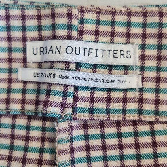 Urban Outfitters Checkered High Rise Trouser Pants Boho Relaxed Casual Womens 2 - Picture 4 of 8